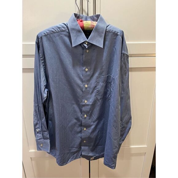 Eton Ganghester Men’s Luxury Blue Button Down Dress Shirt Sz 17.5 Work Office At - Picture 1 of 9